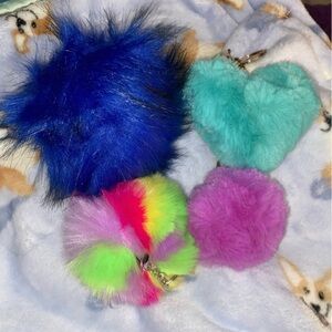 Colorful Fluffy Pom Pom Keychain Bundle